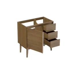 GoodHome Meuble sous vasque à poser placage chêne H.82 x P.45 x l.80 cm Kabayan* Meuble De Salle De Bains Faible Profondeur