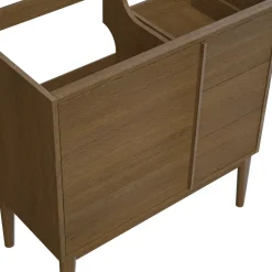 GoodHome Meuble sous vasque à poser placage chêne H.82 x P.45 x l.80 cm Kabayan* Meuble De Salle De Bains Faible Profondeur