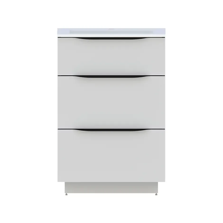 Meuble sous vasque à poser blanc mat l.60 x H.88 x P.50 cm, Pamili