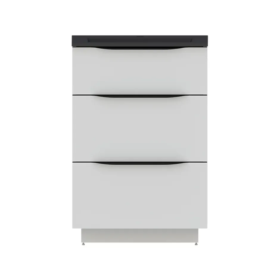 Meuble sous vasque à poser blanc mat l.60 x H.88 x P.50 cm, Pamili