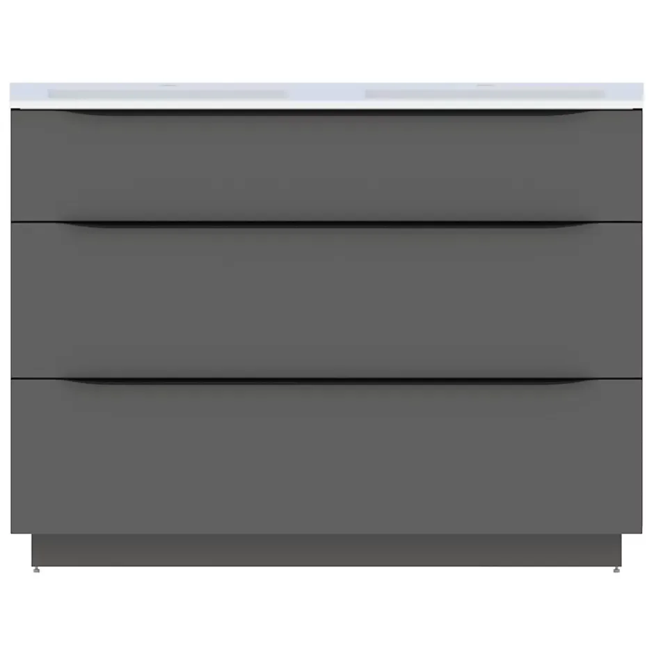 Meuble sous vasque à poser gris anthracite brillant l.120 x H.88 x P.50 cm, Pamili* Meuble Buanderie