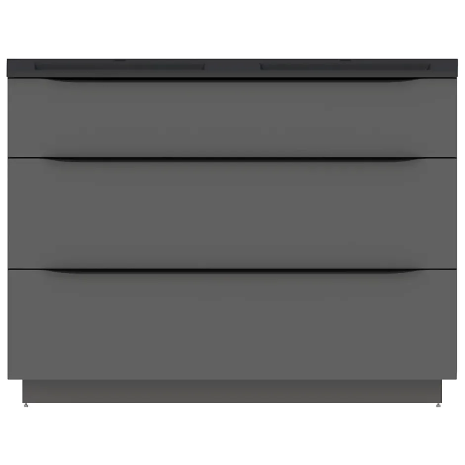 Meuble sous vasque à poser gris anthracite brillant l.120 x H.88 x P.50 cm, Pamili* Meuble Buanderie