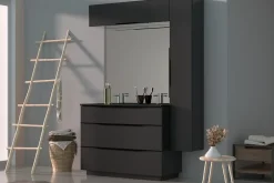 Meuble sous vasque à poser gris anthracite brillant l.120 x H.88 x P.50 cm, Pamili* Meuble Buanderie