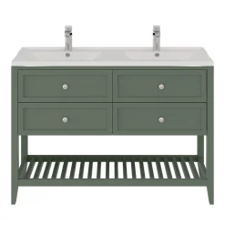 GoodHome Meuble sous vasque à poser l.120 cm vert + plan double vasque Lana, Perma* Meuble Vasque