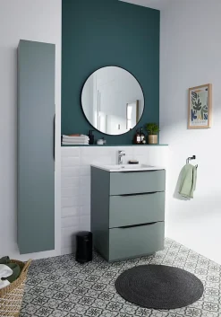 Meuble sous vasque à poser vert sauge mat l.60 x H.88 x P.50 cm, Pamili* Meuble Buanderie|Meuble Sous-Vasque