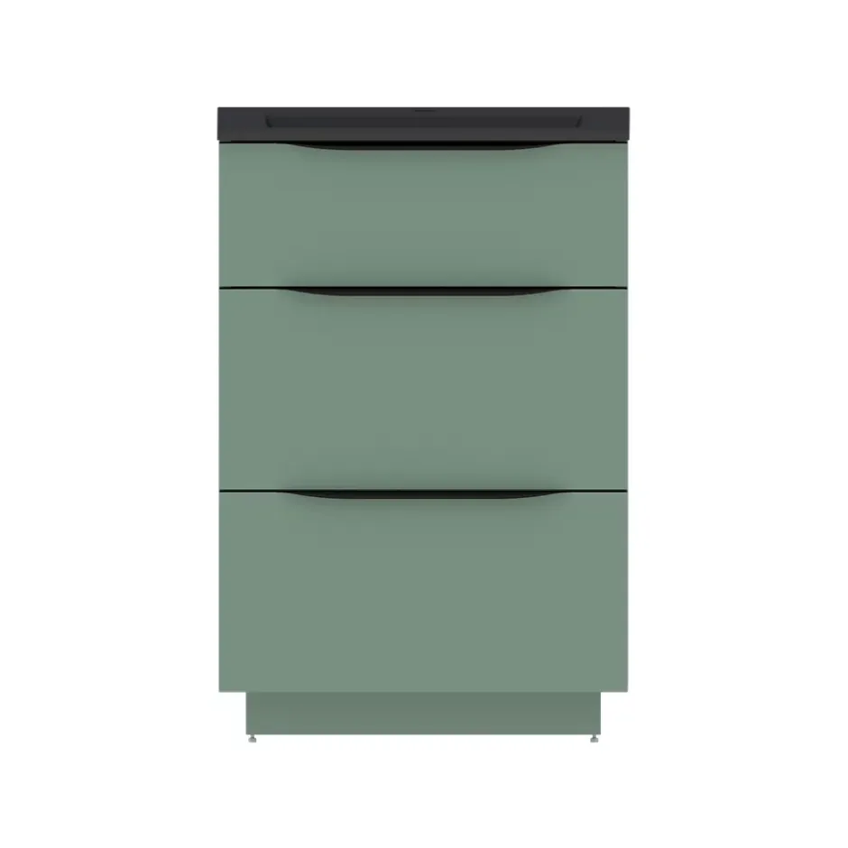 Meuble sous vasque à poser vert sauge mat l.60 x H.88 x P.50 cm, Pamili* Meuble Buanderie|Meuble Sous-Vasque