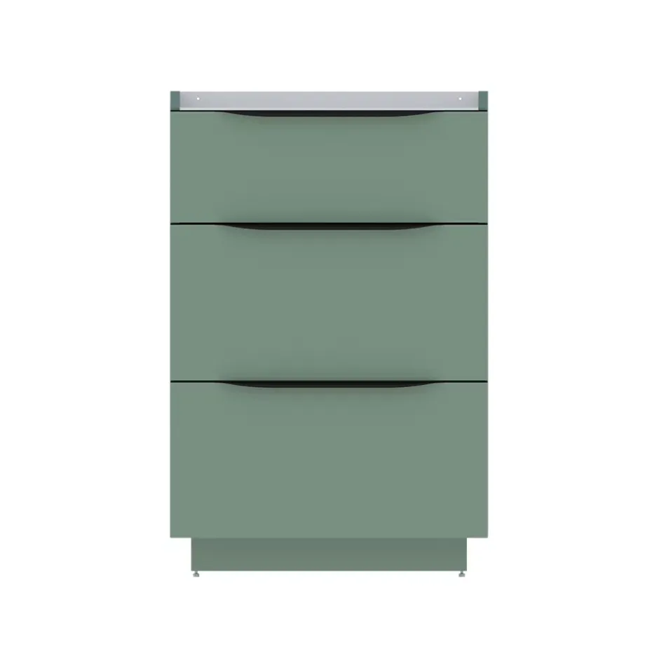 Meuble sous vasque à poser vert sauge mat l.60 x H.88 x P.50 cm, Pamili* Meuble Buanderie|Meuble Sous-Vasque