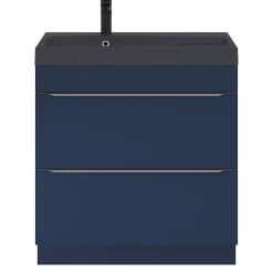 GoodHome Meuble sous vasque à poser bleu nuit mat l.80 x H.82 x P.45 cm, Imandra* Meuble Buanderie|Meuble De Salle De Bains Faible Profondeur