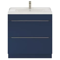 GoodHome Meuble sous vasque à poser bleu nuit mat l.80 x H.82 x P.45 cm, Imandra* Meuble Buanderie|Meuble De Salle De Bains Faible Profondeur