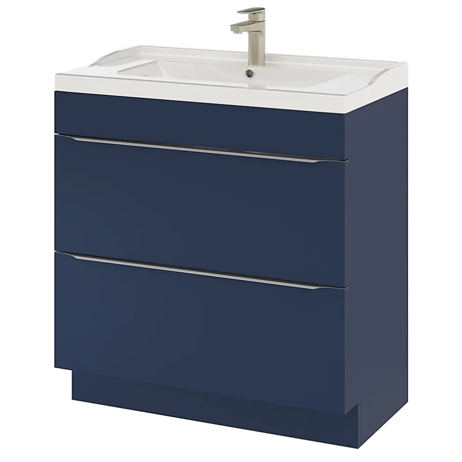 GoodHome Meuble sous vasque à poser bleu nuit mat l.80 x H.82 x P.45 cm, Imandra* Meuble Buanderie|Meuble De Salle De Bains Faible Profondeur