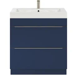 GoodHome Meuble sous vasque à poser bleu nuit mat l.80 x H.82 x P.45 cm, Imandra* Meuble Buanderie|Meuble De Salle De Bains Faible Profondeur