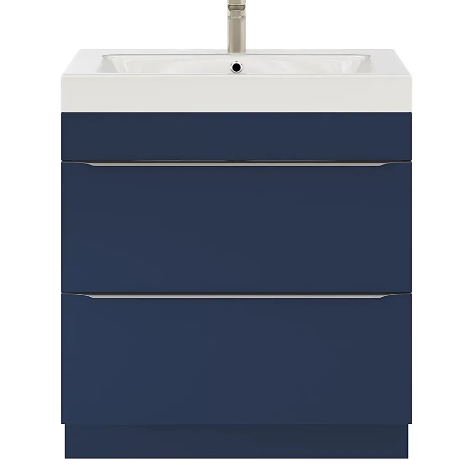 GoodHome Meuble sous vasque à poser bleu nuit mat l.80 x H.82 x P.45 cm, Imandra* Meuble Buanderie|Meuble De Salle De Bains Faible Profondeur