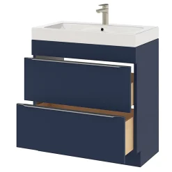GoodHome Meuble sous vasque à poser bleu nuit mat l.80 x H.82 x P.45 cm, Imandra* Meuble Buanderie|Meuble De Salle De Bains Faible Profondeur