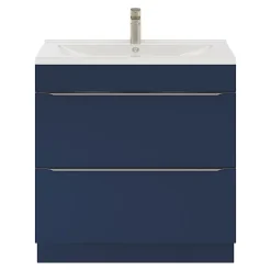 GoodHome Meuble sous vasque à poser bleu nuit mat l.80 x H.82 x P.45 cm, Imandra* Meuble Buanderie|Meuble De Salle De Bains Faible Profondeur