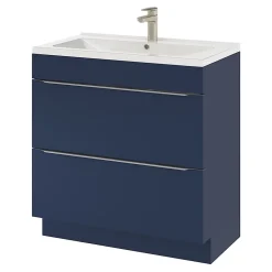 GoodHome Meuble sous vasque à poser bleu nuit mat l.80 x H.82 x P.45 cm, Imandra* Meuble Buanderie|Meuble De Salle De Bains Faible Profondeur