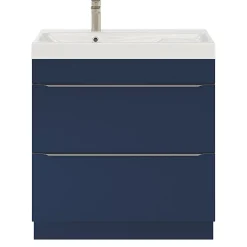 GoodHome Meuble sous vasque à poser bleu nuit mat l.80 x H.82 x P.45 cm, Imandra* Meuble Buanderie|Meuble De Salle De Bains Faible Profondeur