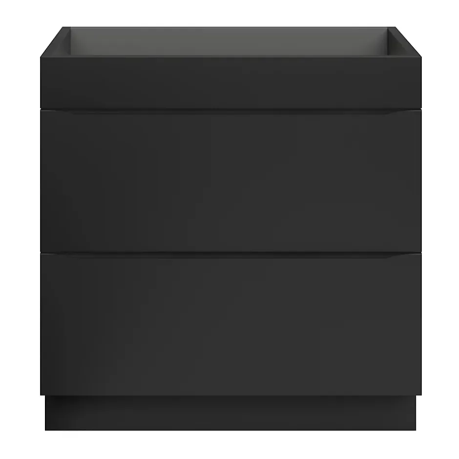 GoodHome Meuble sous vasque à poser noir mat l.80 x H.82 x P.45 cm, Imandra