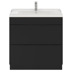 GoodHome Meuble sous vasque à poser noir mat l.80 x H.82 x P.45 cm, Imandra