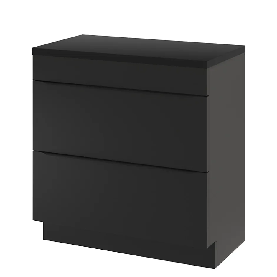 GoodHome Meuble sous vasque à poser noir mat l.80 x H.82 x P.45 cm, Imandra