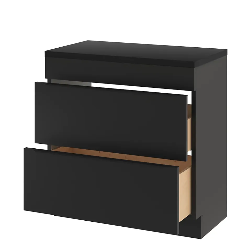 GoodHome Meuble sous vasque à poser noir mat l.80 x H.82 x P.45 cm, Imandra