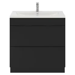 GoodHome Meuble sous vasque à poser noir mat l.80 x H.82 x P.45 cm, Imandra