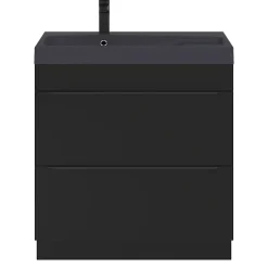 GoodHome Meuble sous vasque à poser noir mat l.80 x H.82 x P.45 cm, Imandra