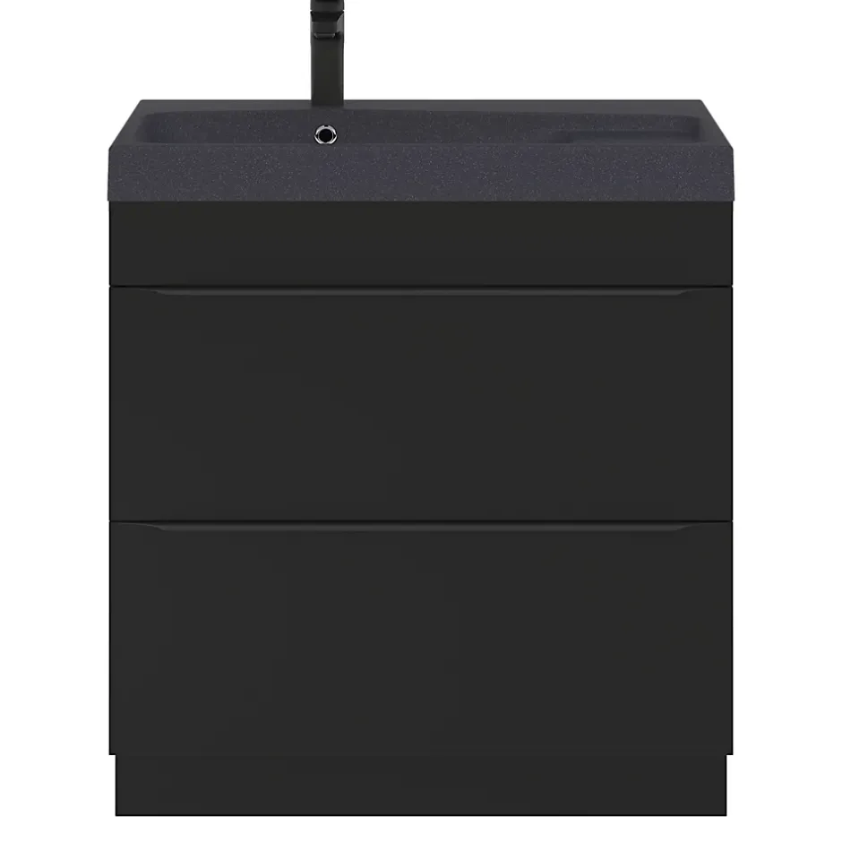GoodHome Meuble sous vasque à poser noir mat l.80 x H.82 x P.45 cm, Imandra