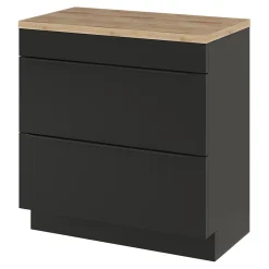 GoodHome Meuble sous vasque à poser noir mat l.80 x H.82 x P.45 cm, Imandra