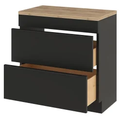 GoodHome Meuble sous vasque à poser noir mat l.80 x H.82 x P.45 cm, Imandra