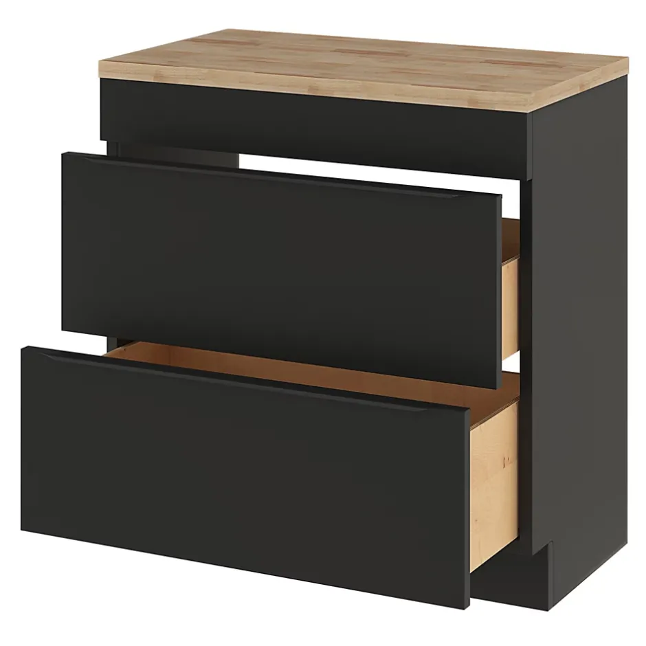 GoodHome Meuble sous vasque à poser noir mat l.80 x H.82 x P.45 cm, Imandra
