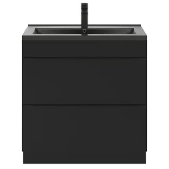 GoodHome Meuble sous vasque à poser noir mat l.80 x H.82 x P.45 cm, Imandra