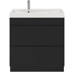 GoodHome Meuble sous vasque à poser noir mat l.80 x H.82 x P.45 cm, Imandra