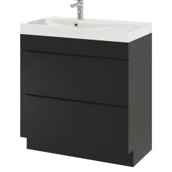 GoodHome Meuble sous vasque à poser noir mat l.80 x H.82 x P.45 cm, Imandra