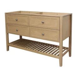 GoodHome Meuble sous vasque à poser 4 tiroirs 1 niche placage chêne l.120 cm + plan de toilette placage chêne, Perma* Meuble Buanderie