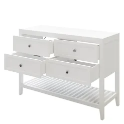GoodHome Meuble sous vasque à poser 4 tiroirs blanc mat l.120 x H.80 x P.45 cm, Perma* Meuble Buanderie|Meuble Sous-Vasque