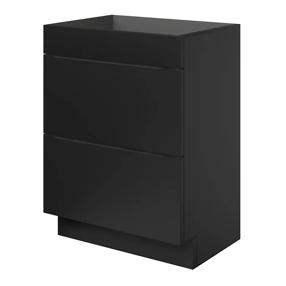 GoodHome Meuble sous vasque à poser noir mat l.60 x H.82 x P.45 cm, Imandra