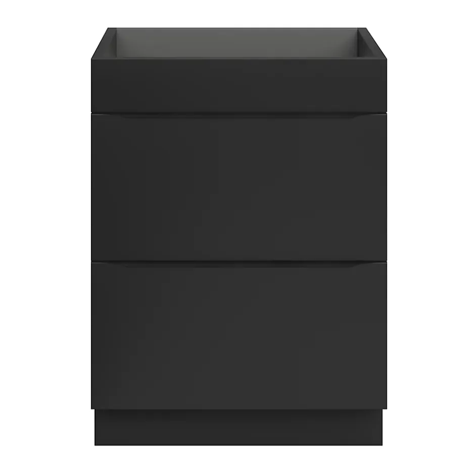 GoodHome Meuble sous vasque à poser noir mat l.60 x H.82 x P.45 cm, Imandra