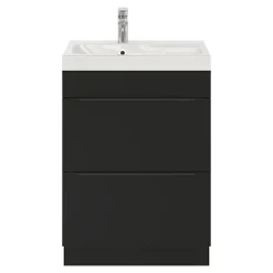 GoodHome Meuble sous vasque à poser noir mat l.60 x H.82 x P.45 cm, Imandra