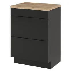 GoodHome Meuble sous vasque à poser noir mat l.60 x H.82 x P.45 cm, Imandra