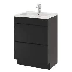 GoodHome Meuble sous vasque à poser noir mat l.60 x H.82 x P.45 cm, Imandra