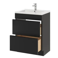 GoodHome Meuble sous vasque à poser noir mat l.60 x H.82 x P.45 cm, Imandra