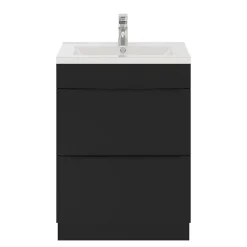 GoodHome Meuble sous vasque à poser noir mat l.60 x H.82 x P.45 cm, Imandra