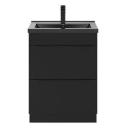 GoodHome Meuble sous vasque à poser noir mat l.60 x H.82 x P.45 cm, Imandra