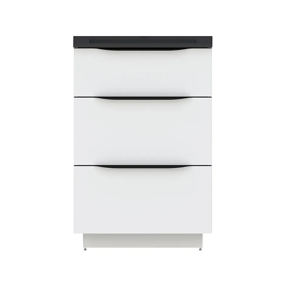Meuble sous vasque à poser blanc brillant l.60 x H.88 x P.50 cm, Pamili* Meuble Buanderie|Meuble Sous-Vasque