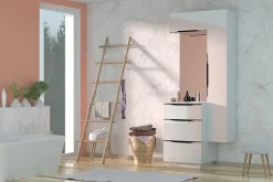 Meuble sous vasque à poser blanc brillant l.60 x H.88 x P.50 cm, Pamili* Meuble Buanderie|Meuble Sous-Vasque