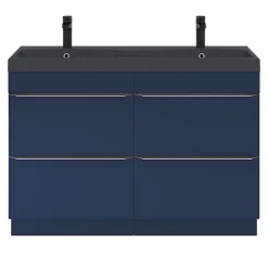 GoodHome Meuble sous vasque à poser bleu nuit mat l.120 x H.82 x P.45 cm, Imandra* Meuble Buanderie