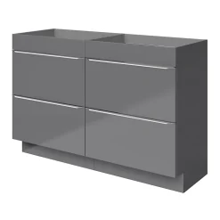 GoodHome Meuble sous vasque à poser gris brillant l.120 x H.82 x P.45 cm, Imandra