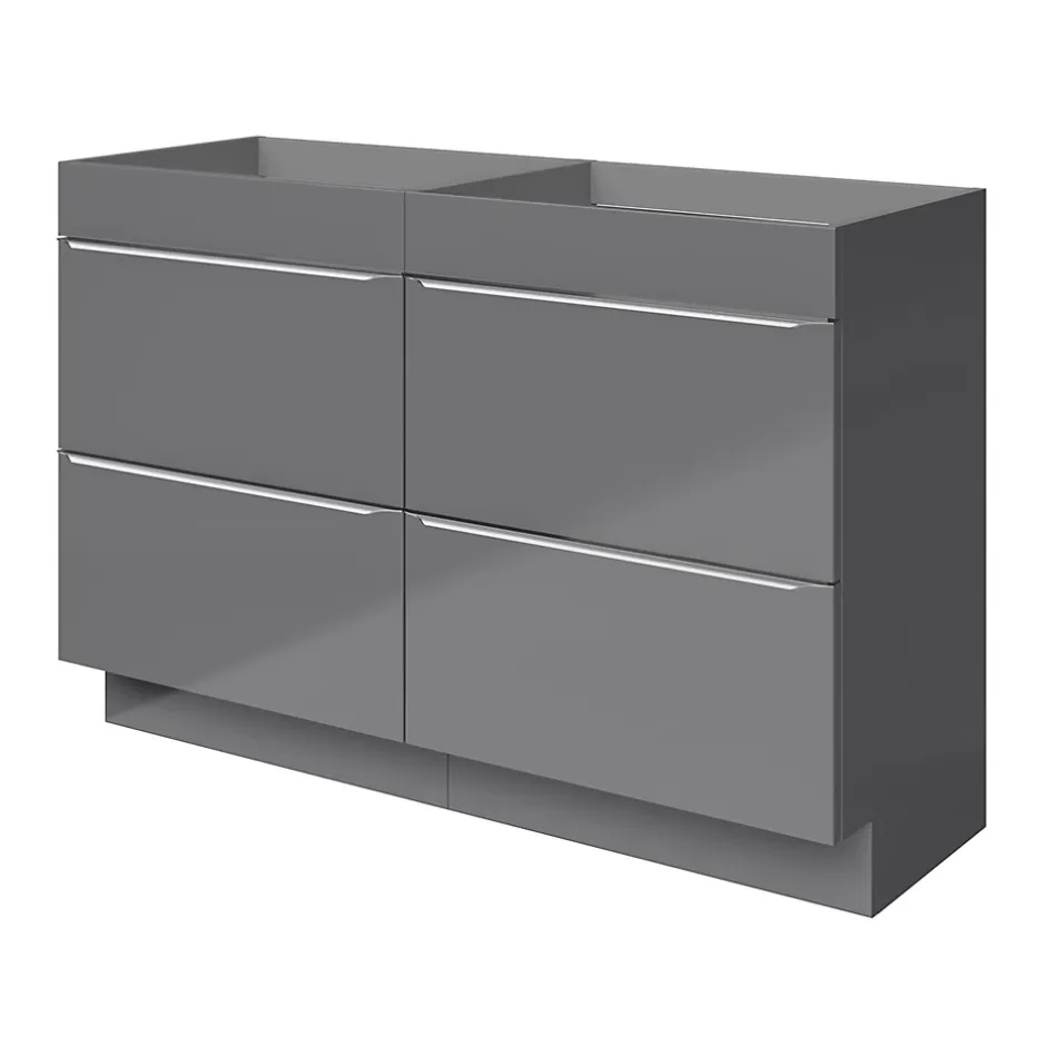 GoodHome Meuble sous vasque à poser gris brillant l.120 x H.82 x P.45 cm, Imandra