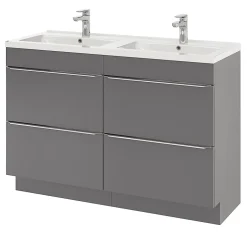 GoodHome Meuble sous vasque à poser gris brillant l.120 x H.82 x P.45 cm, Imandra