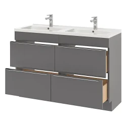 GoodHome Meuble sous vasque à poser gris brillant l.120 x H.82 x P.45 cm, Imandra